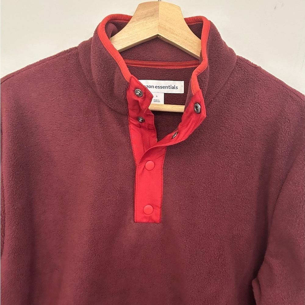 NWT Amazon Essentials men's snap front pullover polar fleece jacketed Size Small